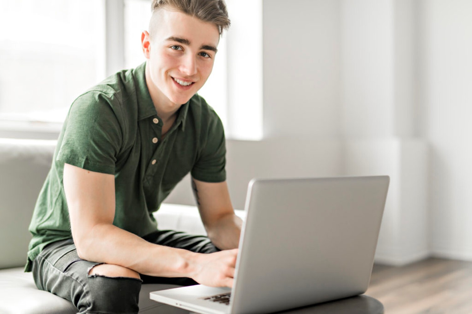 Teenager on laptop