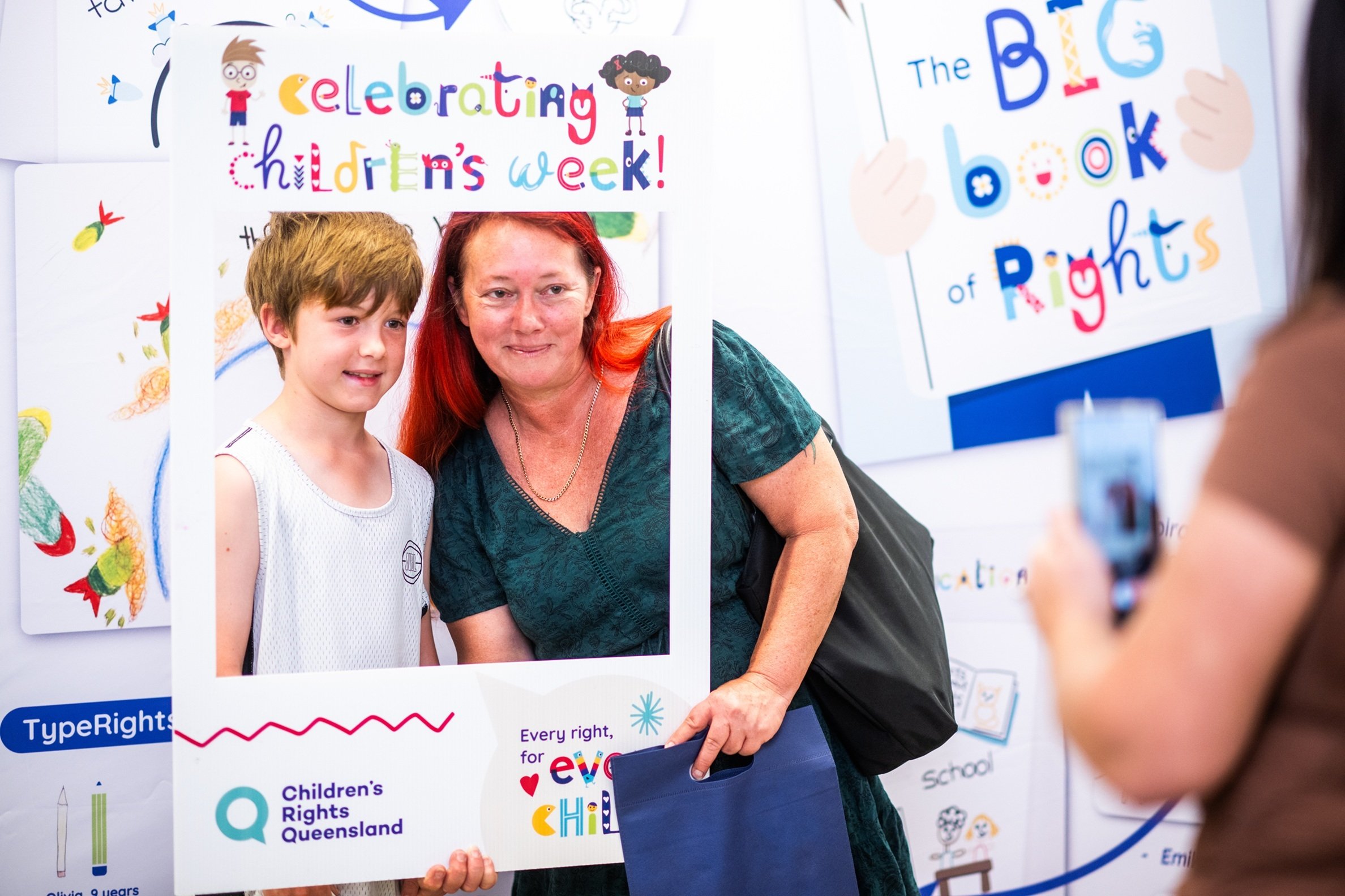 Child and mother at The Big Book of Rights launch